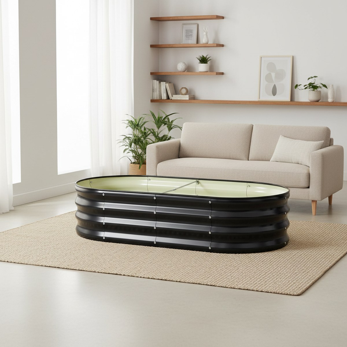 Planter Raised Metal - Oval Metal Yükseltilmiş Bahçe Yatağı 4x2x1