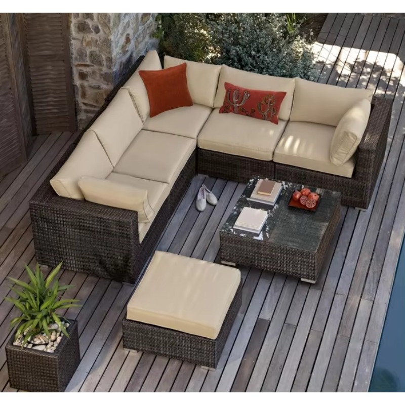 Outdoor Furniture Teak - 6 Kişilik Küçük Bahçe Köşe Koltukları