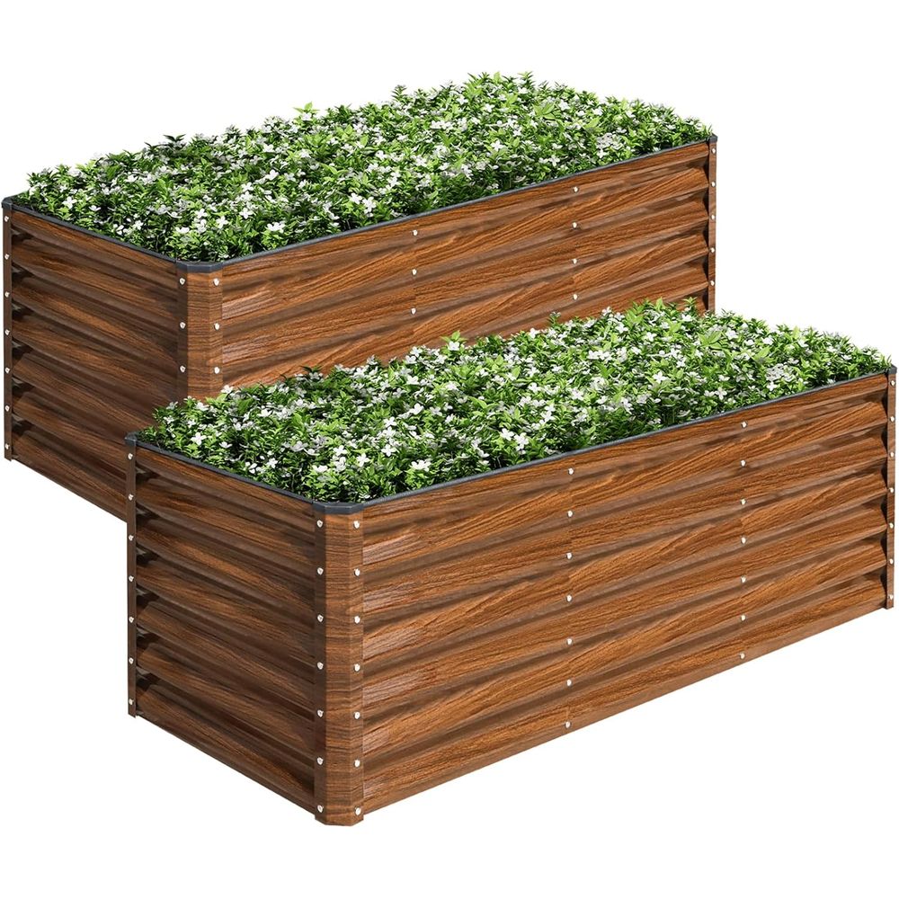 Planter Raised Metal - 2'li Paket 6x2x2T Galvanizli Yükseltilmiş Bahçe