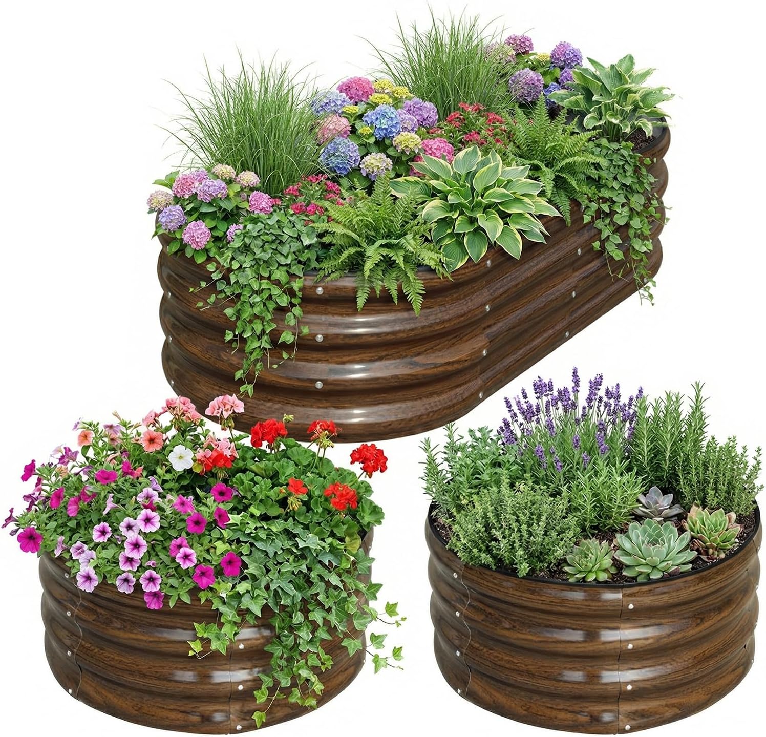 Planter Raised Metal - 3'lü Galvaniz Çelik Yükseltilmiş Bahçe Yatağı