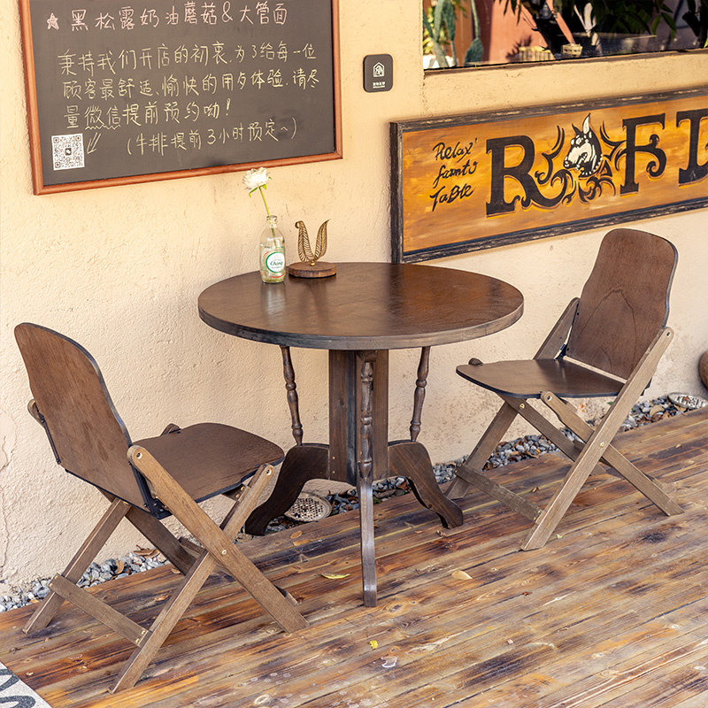 Outdoor Furniture Shop - Retro Yemek Masası Yuvarlak Masa ve