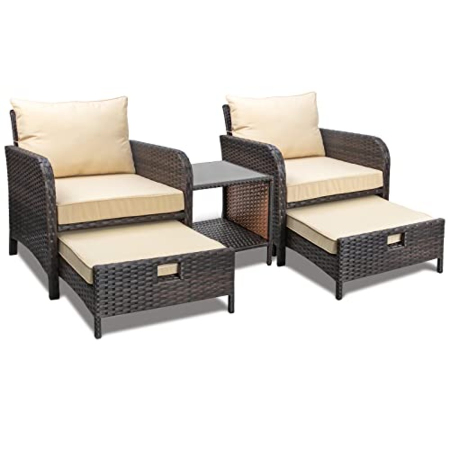 Outdoor Furniture Lounge Set - 5 Parçalı Balkon Mobilyası, PE Rattan