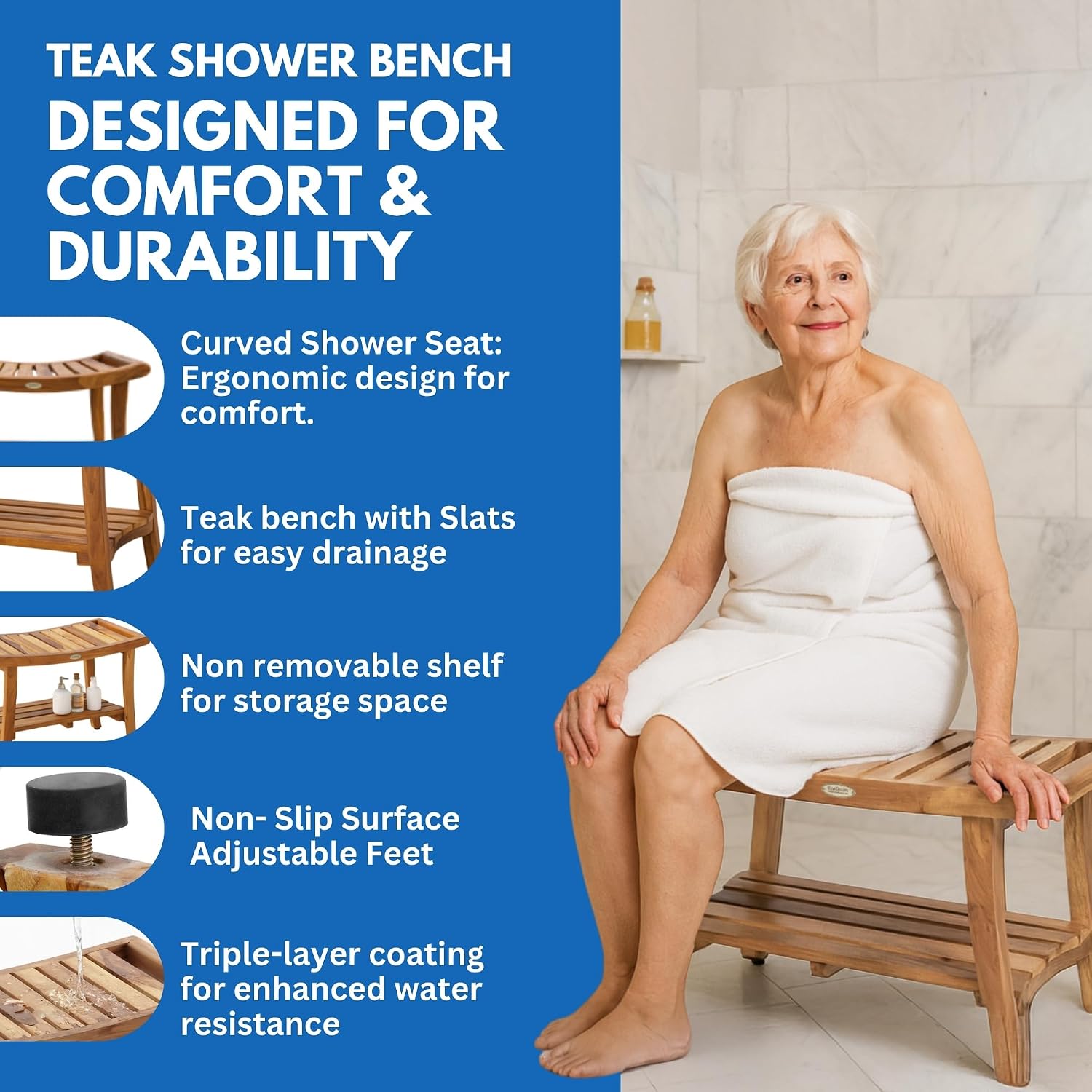 Tik ağacı duş bankı, spa banyo - Outdoor Furniture Teak incelemesi ve fiyatı