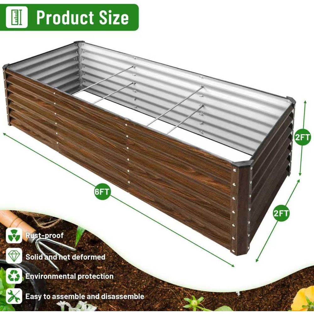 2'li Paket 6x2x2T Galvanizli Y - Planter Raised Metal incelemesi ve fiyatı