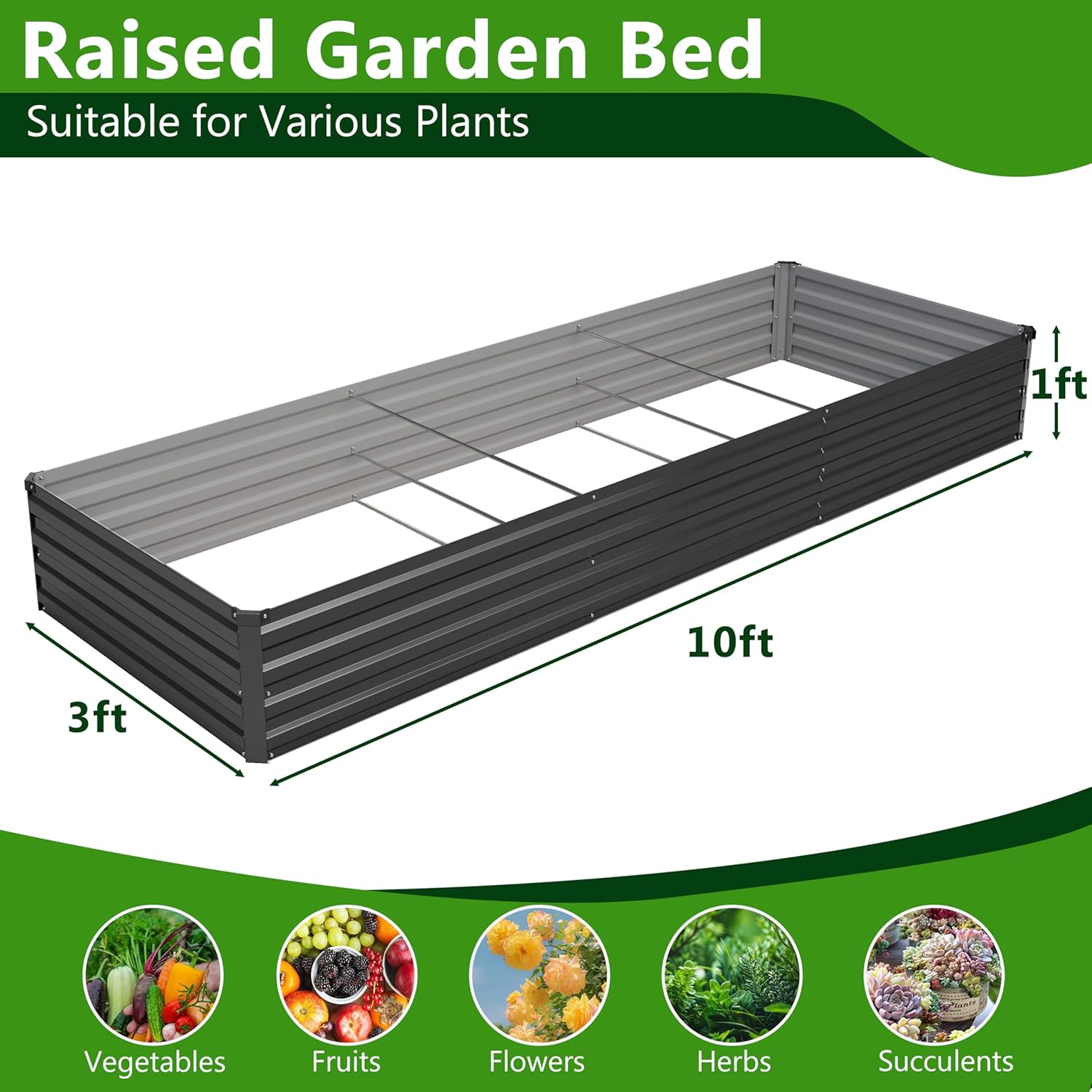 2 ADET 10x3x1ft Galvanizli Yük - Planter Raised Metal incelemesi ve fiyatı