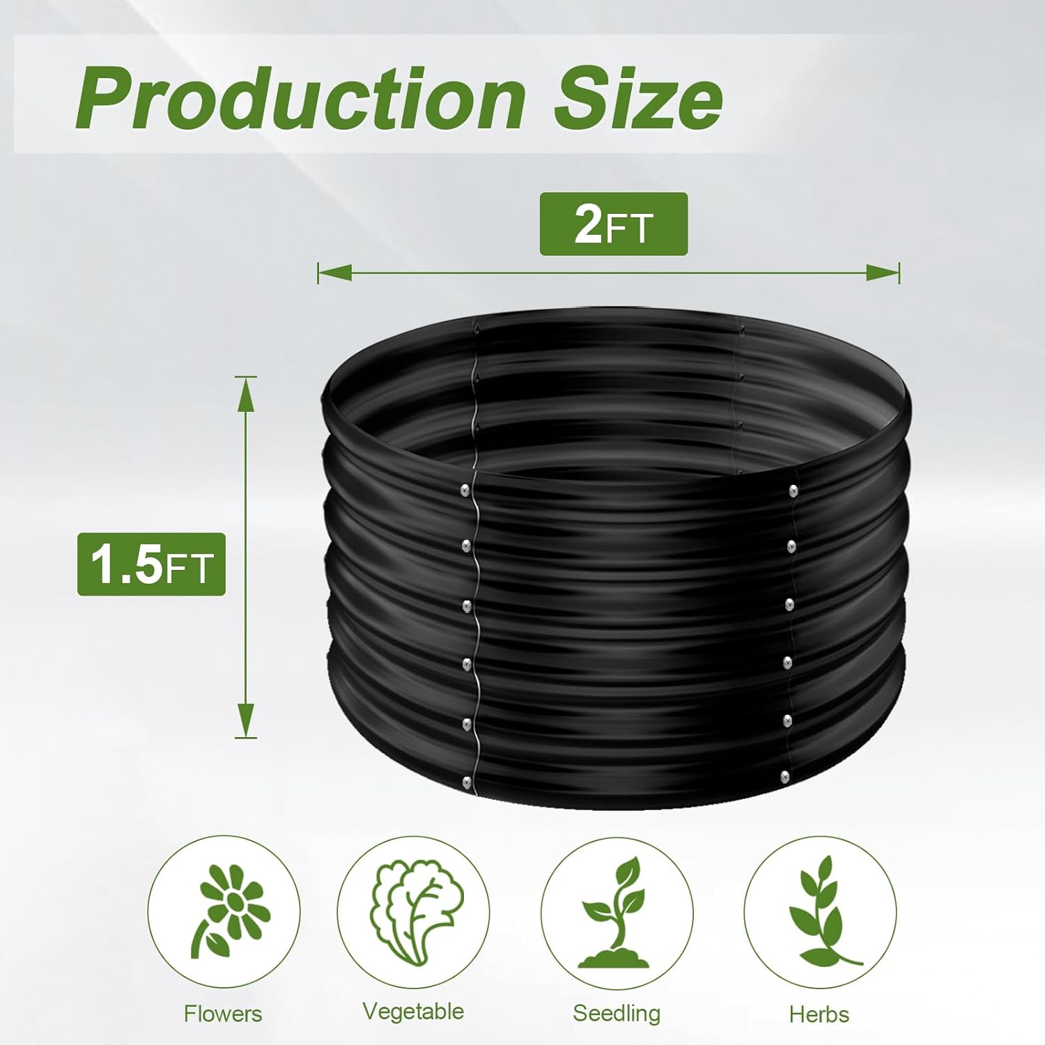 2'li Paket 2x2x1.5ft Yuvarlak  - Planter Raised Metal incelemesi ve fiyatı