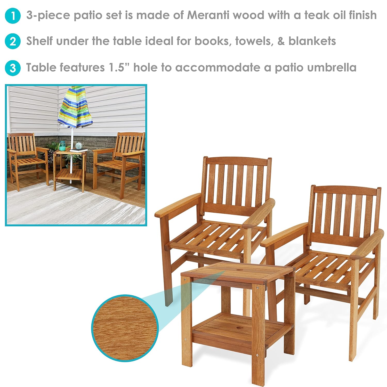 3 Parçalı Ahşap Bahçe Takımı,  - Outdoor Furniture Oil Teak incelemesi ve fiyatı