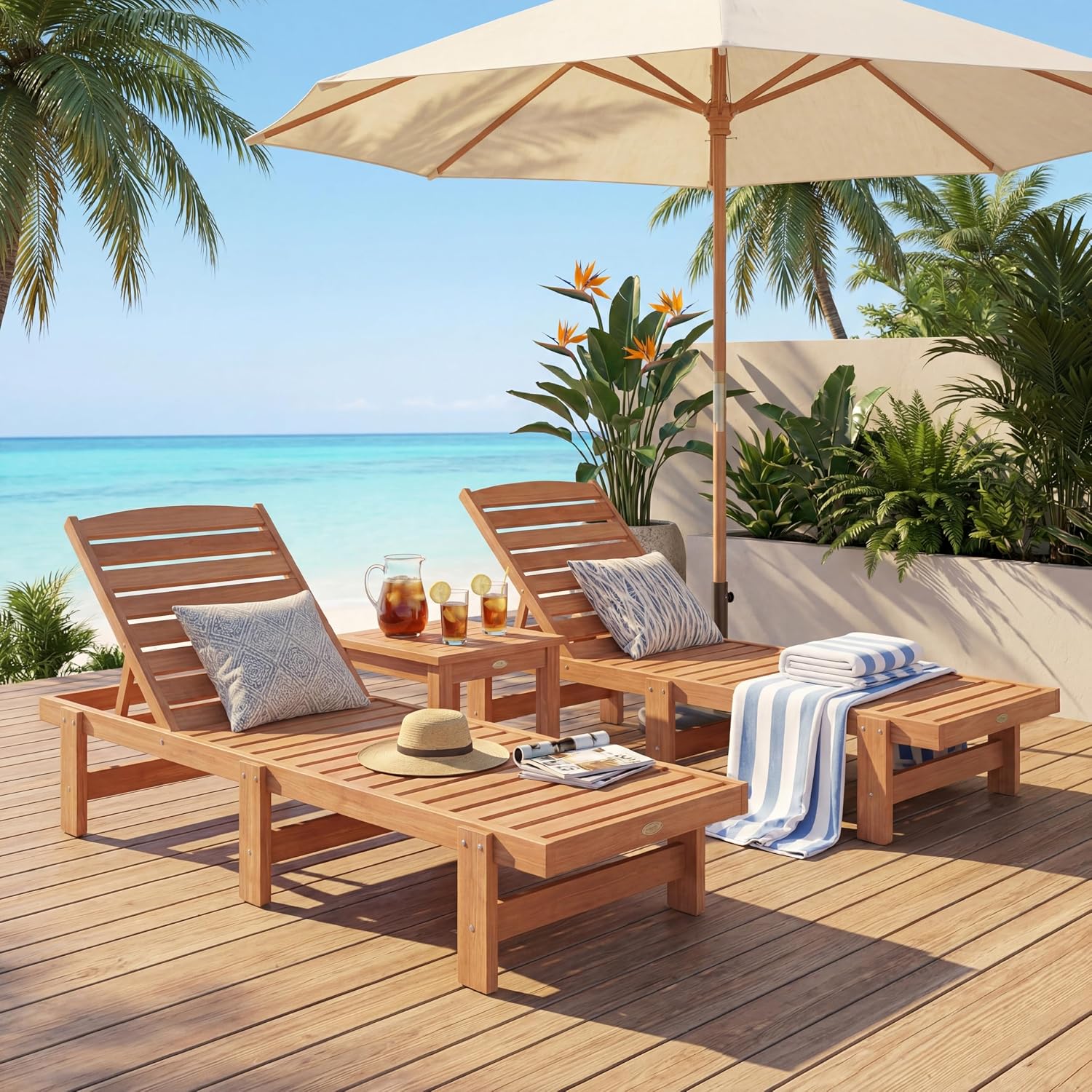 Masif Ahşap Şezlong, Dış Mekan - Outdoor Furniture Oil Teak incelemesi ve fiyatı