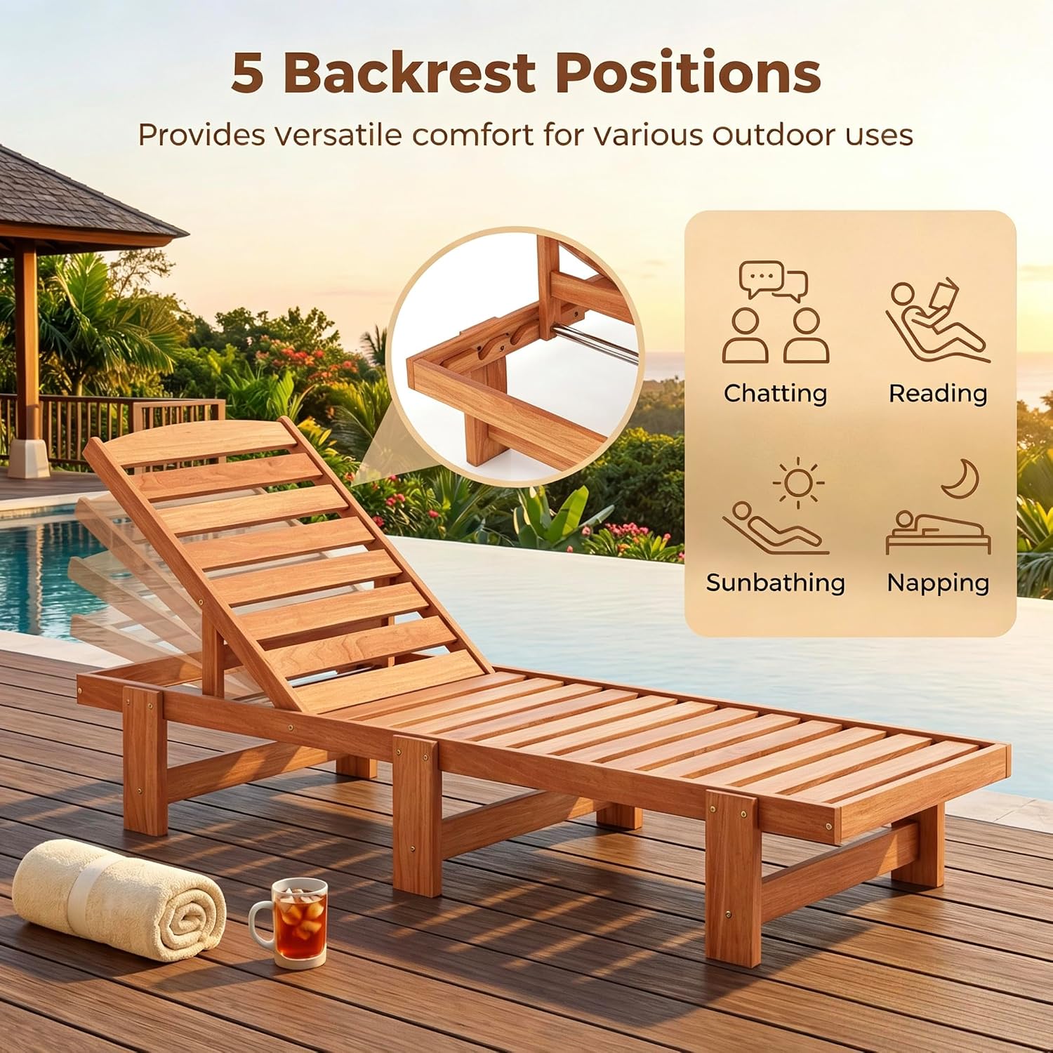 Masif Ahşap Şezlong, Dış Mekan - Outdoor Furniture Oil Teak incelemesi ve fiyatı